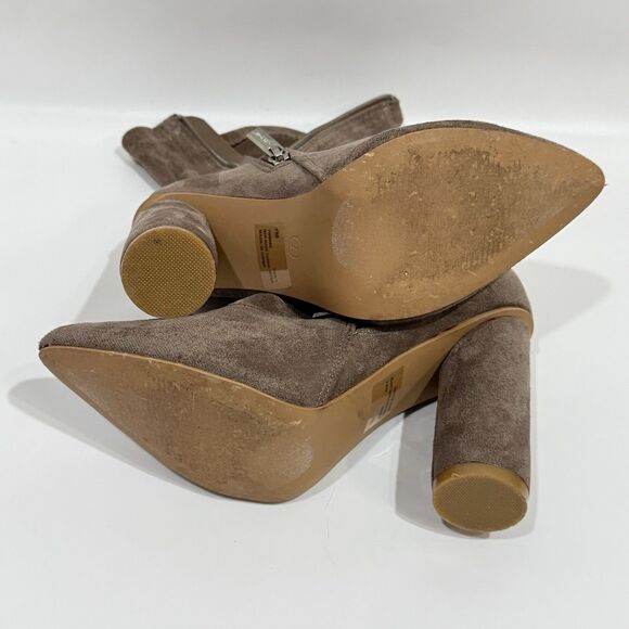 Cape Robbin Taupe Color Ankle Boots for Women Chunky Block Heels Booties Size 7 - Picture 10 of 16